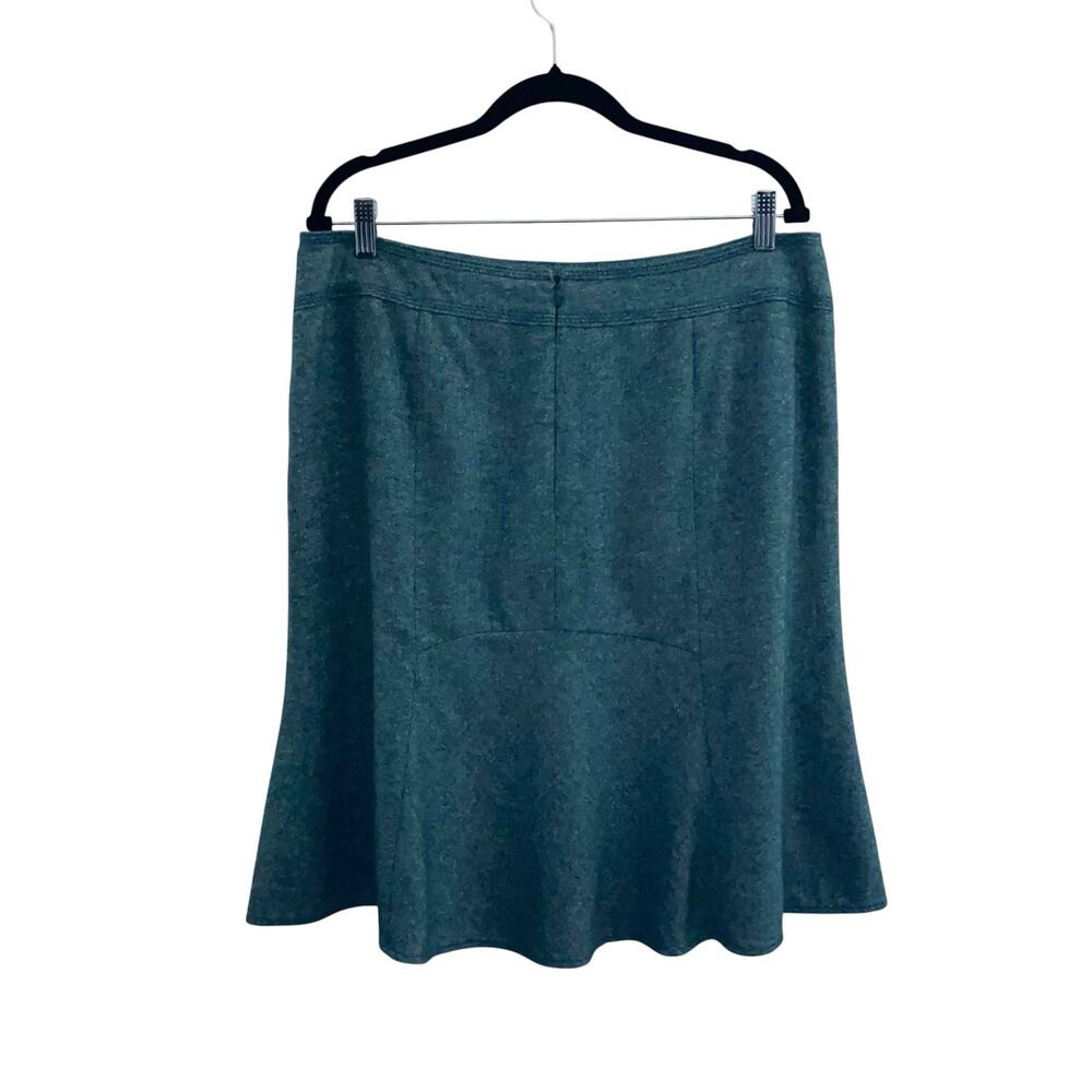 Ann Taylor Loft Wool Silk Blend A Line Skirt 16 Green Teal Quiet Luxury Career